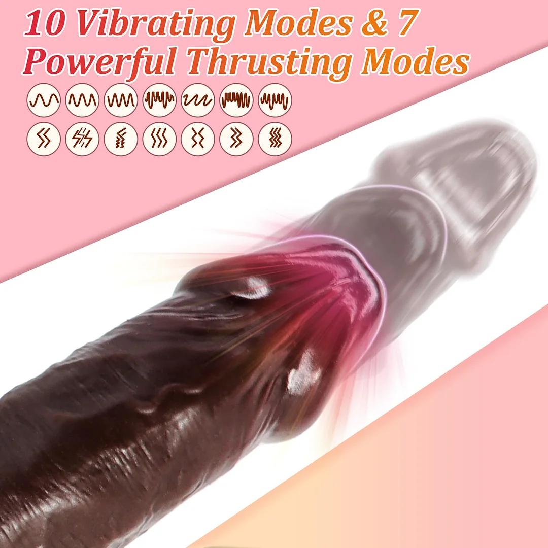 Black Warrior 8.5in Remote Control 7 Thrusting 10 Vibrating Licking Heating Dildo Vibrator