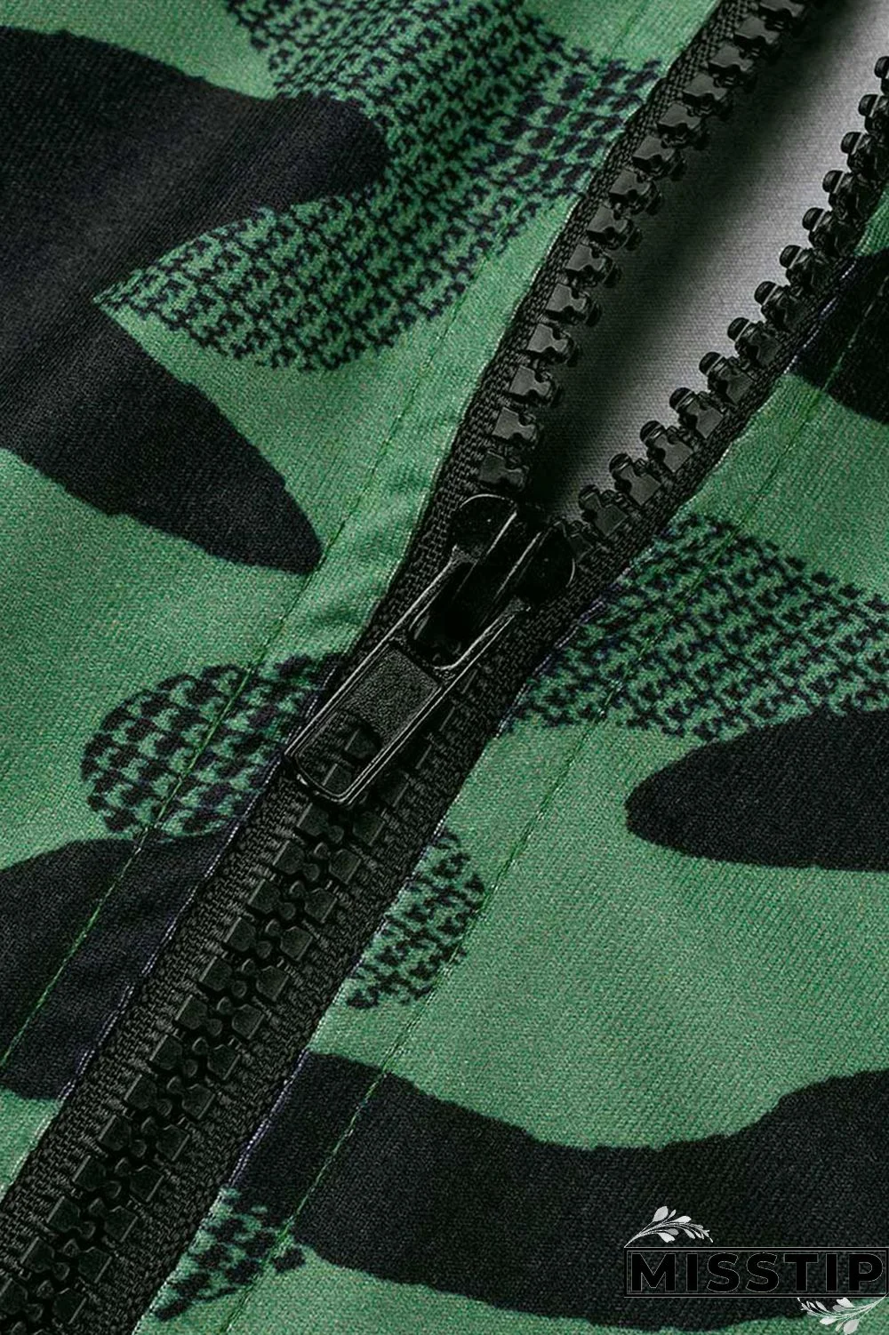 Blue Casual Camouflage Print Patchwork Zipper Long Sleeve Two Pieces