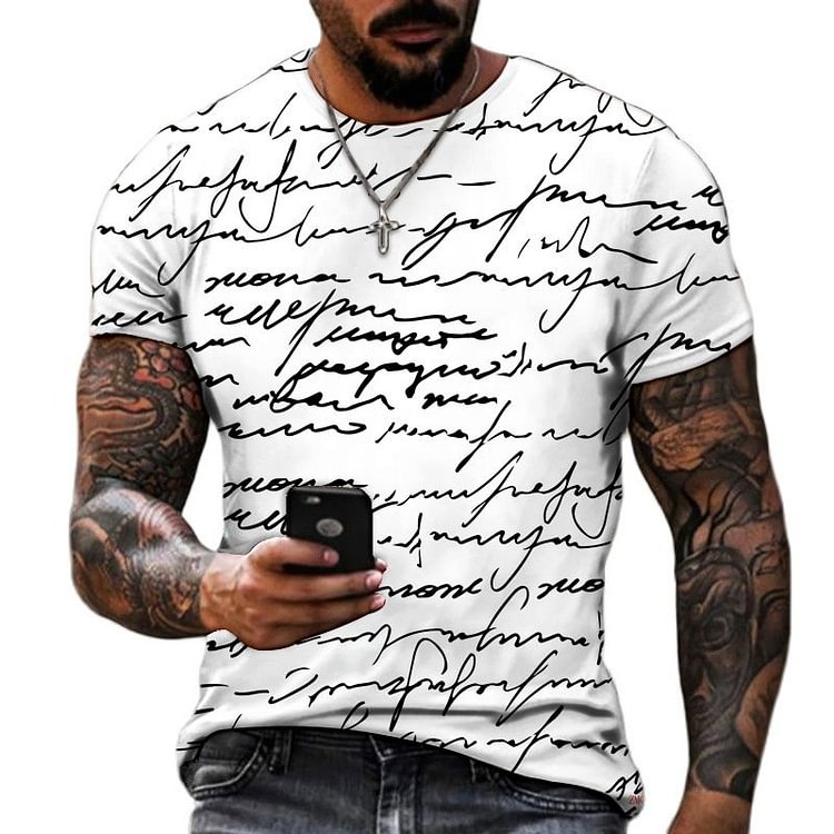 Letter Print Summer Short Sleeve Men's T-Shirts