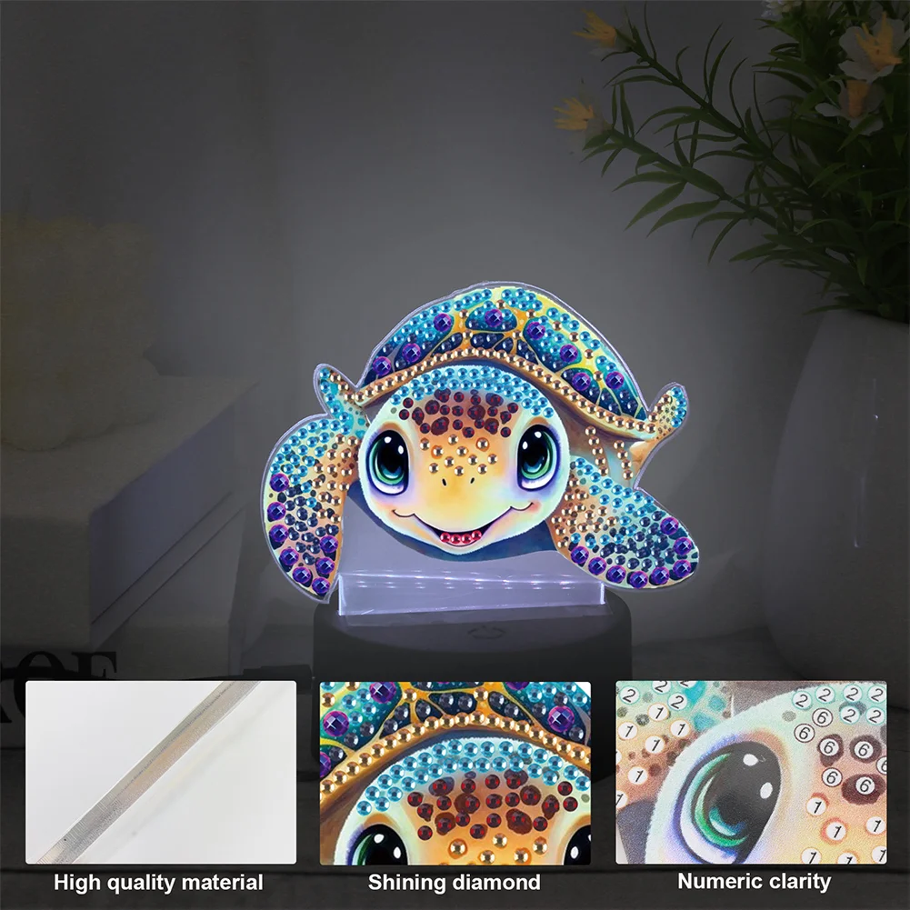 5D DIY Turtle Diamond Painting Night Light Diamond Painting Lamp