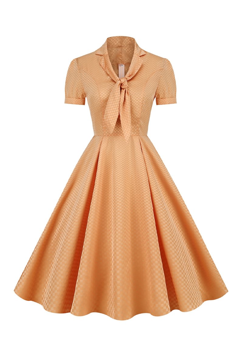 1950s Ginder Classical Daily Shirt Collar A-Line Midi Dress