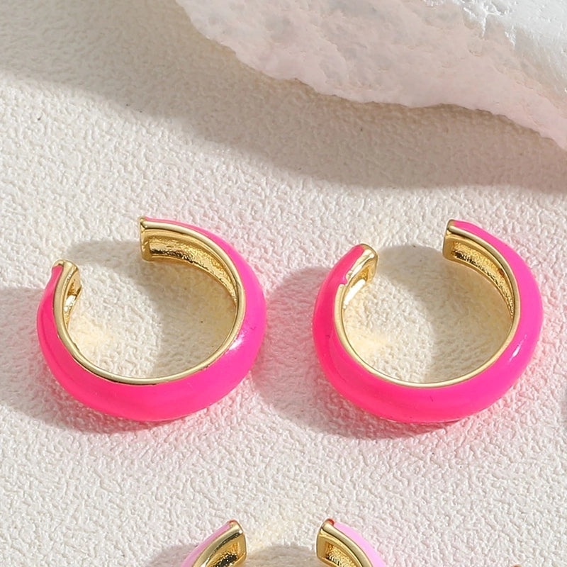 1 Pair Elegant Minimalist Solid Color Epoxy Plating Brass 14k Gold Plated Ear Cuffs