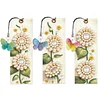 3Pcs DIY Pearl Painting Sunflower Bookmark with Butterfly Pendant Home Office Supplies Gift for Book Lovers