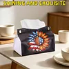 DIY PU Diamond Painting Tissue Box Kit Desktop Tissue Holder with Rhinestone Diamond Desk Decorative Tissue Box for Adults Desktop Storage Organizer (Sunflower)