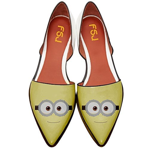 Women's Minions Comfortable Pointy Toe Flats Slip-on Dorsay Pumps |FSJ Shoes