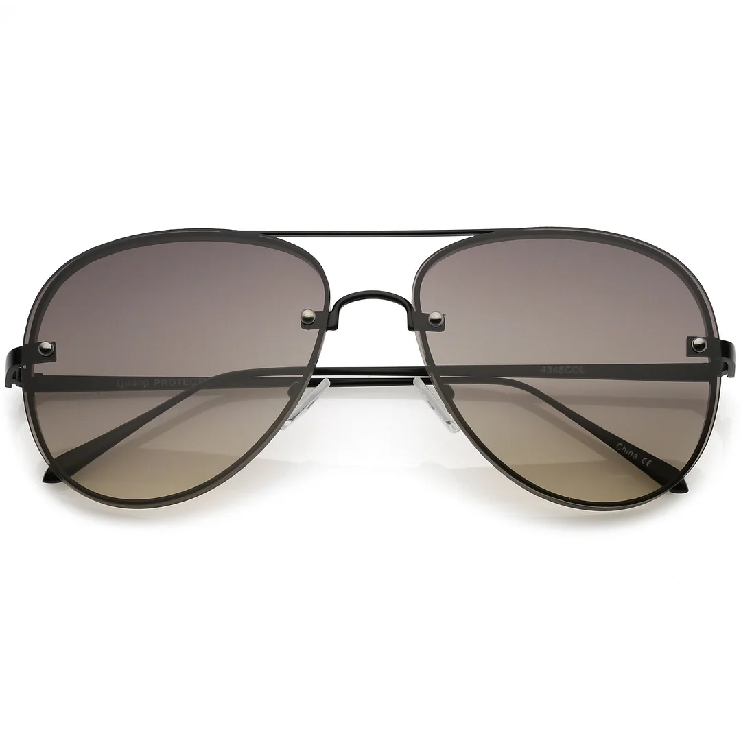 Oversize Rimless Aviator glasses Thick Frame Gradient Flat Lens 60mm