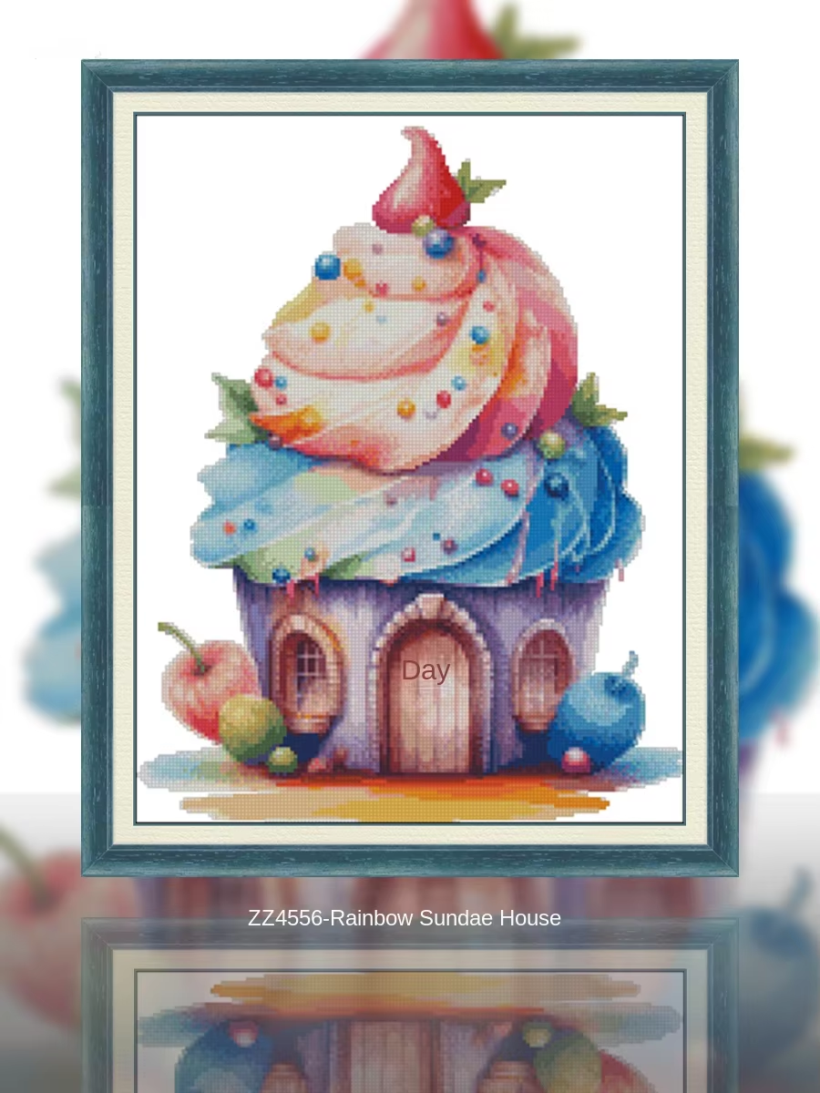 1set DIY Printed Cross Stitch Kit 【ZZ4556- Rainbow Holy House】printed (stamped) cross-stitch Painting Fairy Cross Stitch