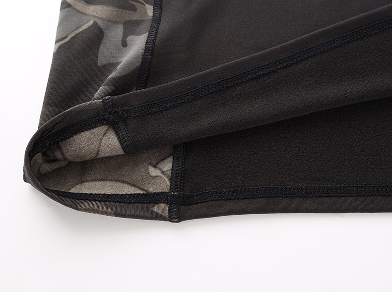 Round Neck 1/4 Zipper Raglan Long Sleeve Camo Slim Sports Underwear Suits