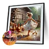 Vie d’animaux de compagnie fille-plein diamant rond peinture-30 * 30cm