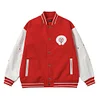 Chrome Hearts Red Cross Varsity Jacket - White Sleeve Gothic Street Baseball Coat D68