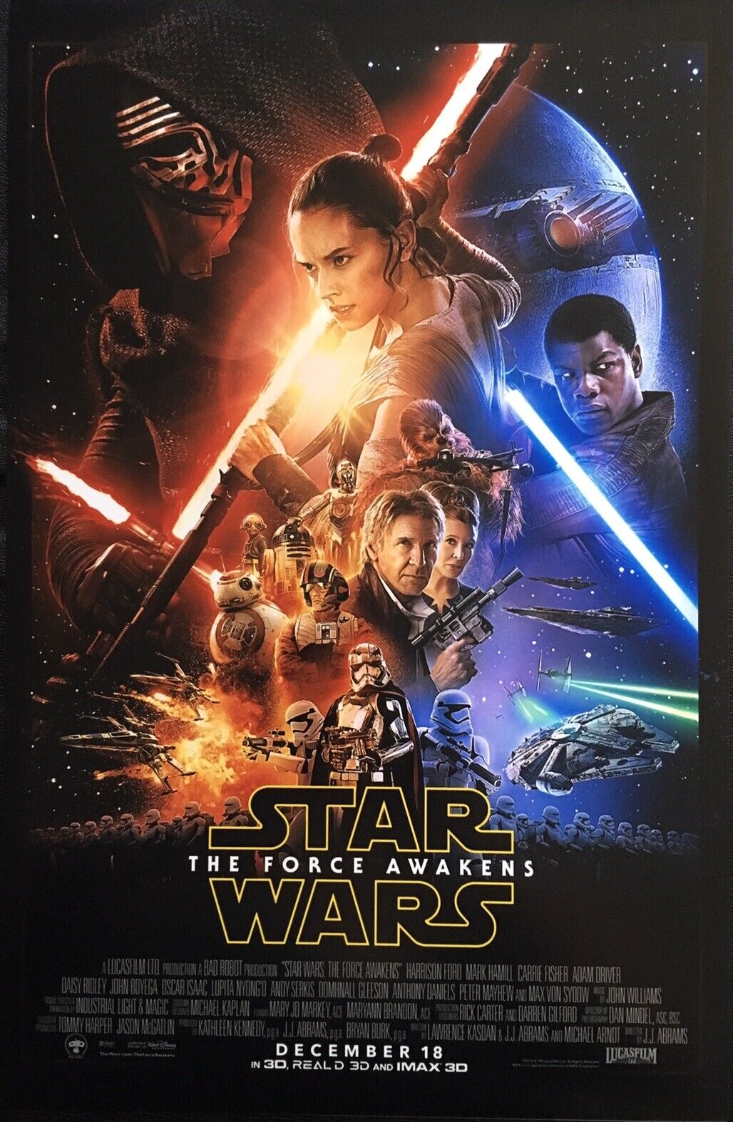 Star Wars The Force Awakens Movie Poster 12x18 Print Ford Ridley JEDI MASTER