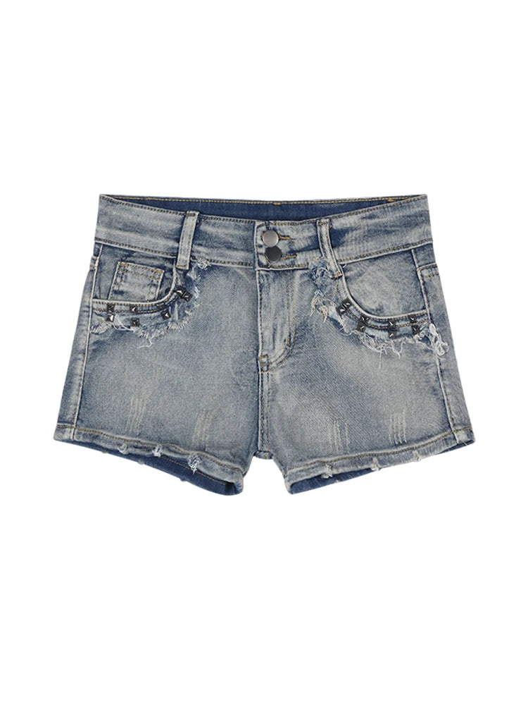 Aiertu Women's Blue Denim Mini Shorts Fashion Low Waist Shorts Jeans Y2k Korean Harajuku 2000s Short pants 90s Aesthetic Clothes Summer Aiertu