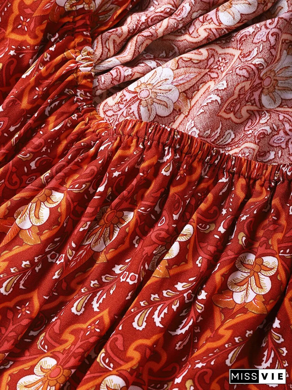 Bohemian Flower Self Tie Halter Open Back Bow Maxi Swing Dress