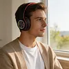 Bluetooth-compatible 5.3 Wireless Over Ear Headset with Colorful LED Lights Wireless Headphones HiFi Stereo Headphones for Classroom Home Office PC Mobile Phone Adults