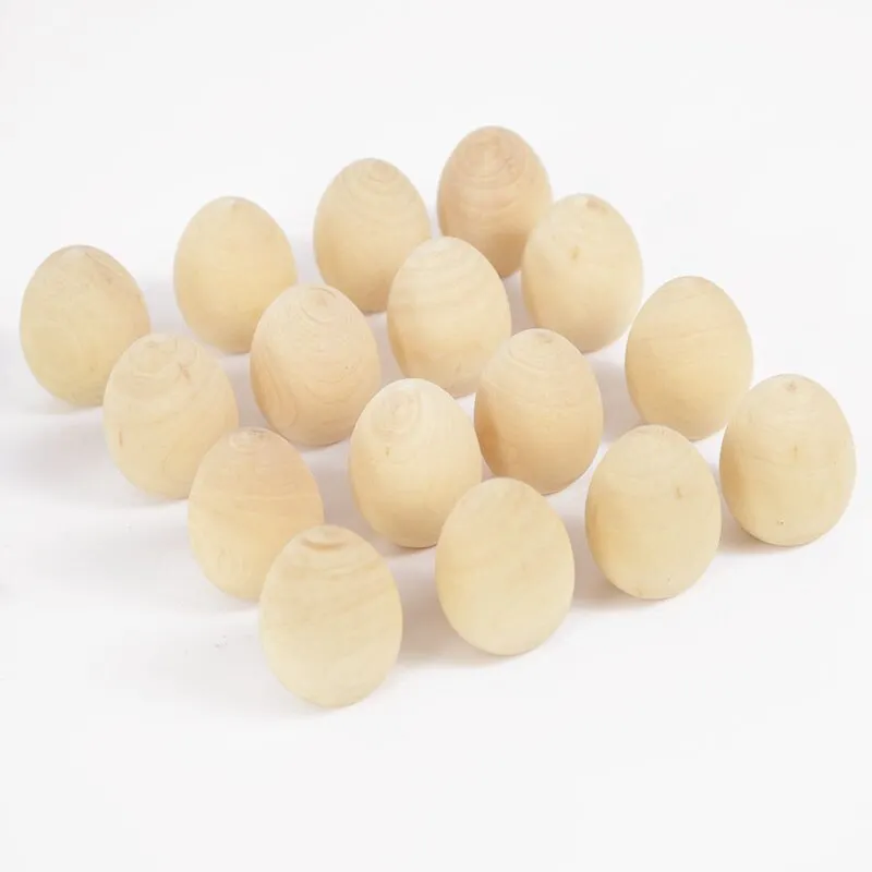 3/5pcs Natural Wooden Simulation Eggs Unfinished Wood Painted Egg DIY Craft Educational Kids Toy Gift Easter Decoration for Home