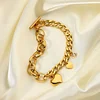 Heart Pendant Zircon OT Buckle 18K Golden Bracelet