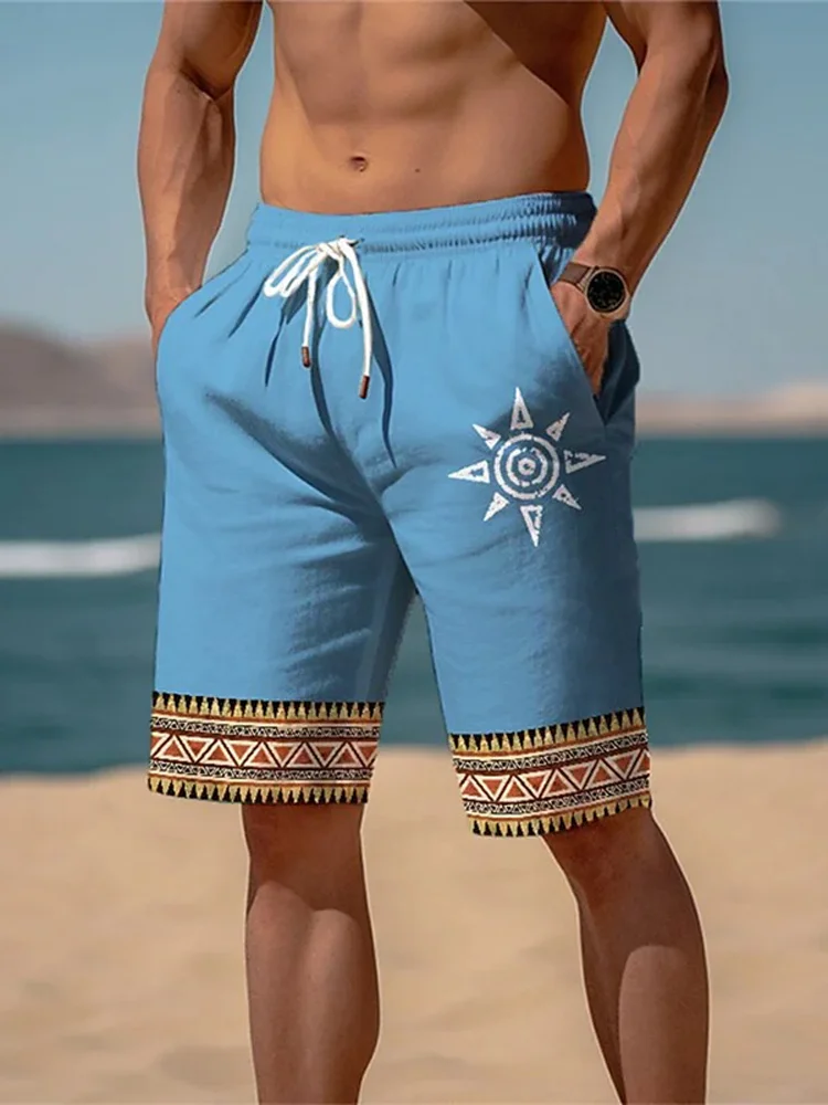 Men's Beach Retro Ethnic Style Print Shorts