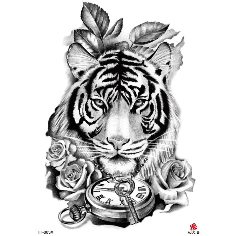Lion Tiger Cool Temporary Tattoo Sticker Fashion Wolf Waterproof Animal Body Art Arm Tatto Fake Removable Tatoo for Men Women