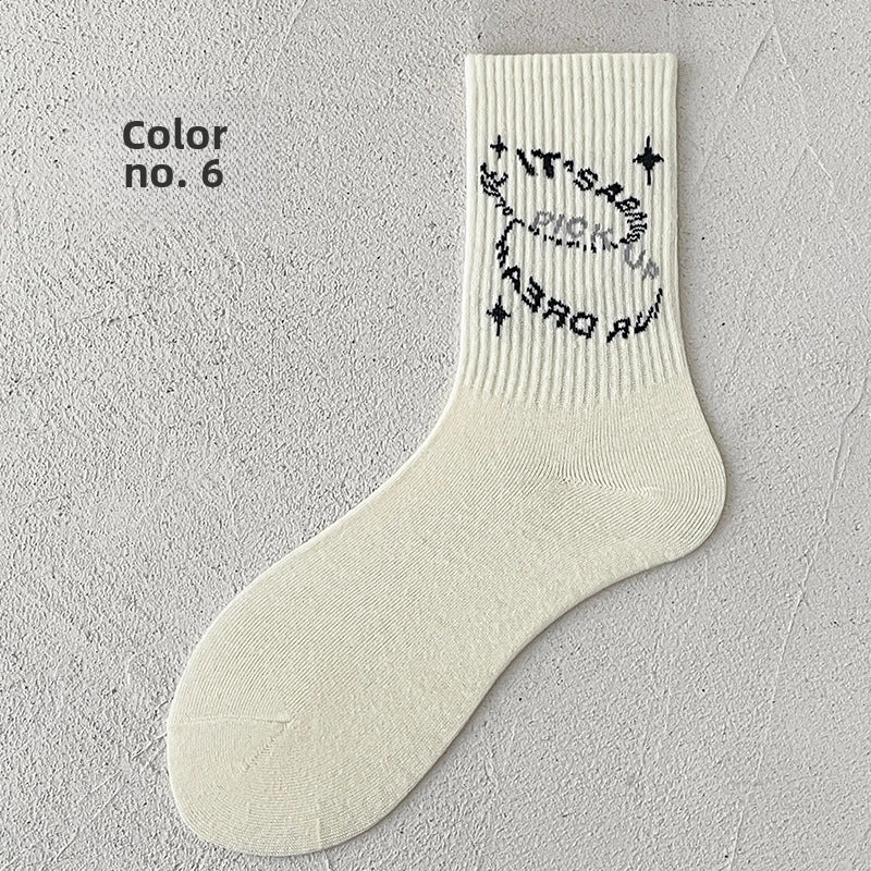Socks Men’s Mid-calf Socks Spring And Summer Thin Cotton Socks Long Breathable Sweat-absorbent Retro Men’s Sports Autumn And Winter