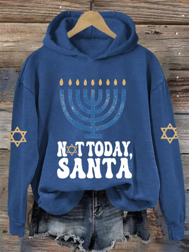 Women's Hanukkah Menorah Print Long Sleeve Hoodie