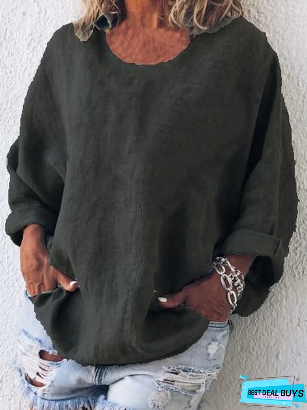 Crew Neck Long Sleeve Casual T-shirt