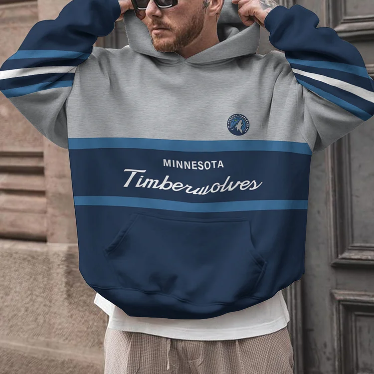 Minnesota Timberwolves Printed Hooded Pocket Pullover Hoodie