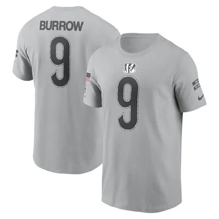 Men's Cincinnati Bengals Joe Burrow  Gray 2024 Salute To Service Name &amp; Number T-Shirt