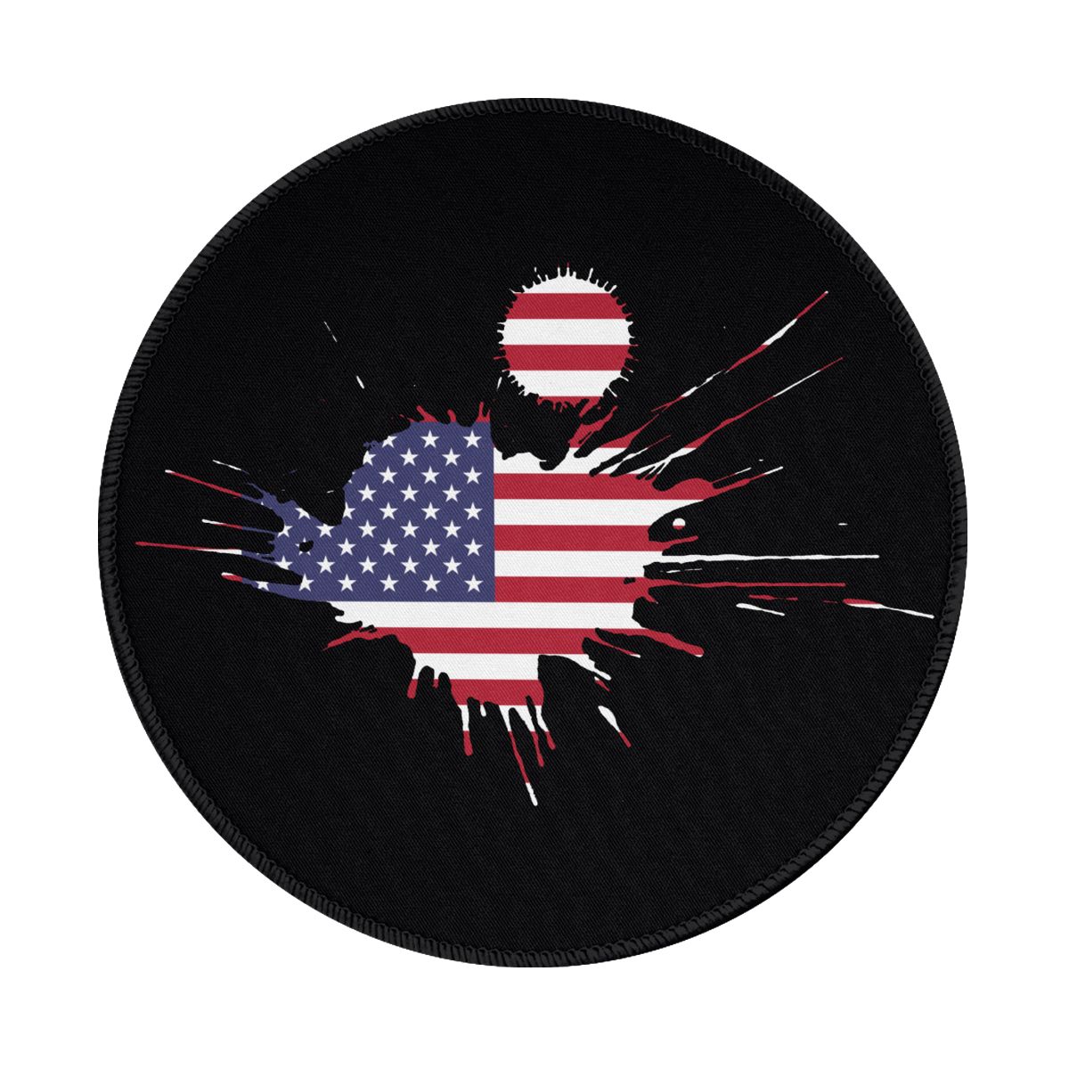 United States Ink Spatter Round Non-Slip Thick Rubber Modern Gaming Mousepad