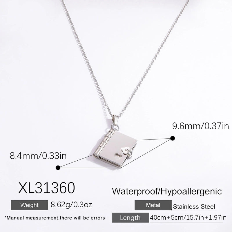 Vintage Style Classic Style Book Envelope Heart Shape Titanium Steel Plating Pendant Necklace