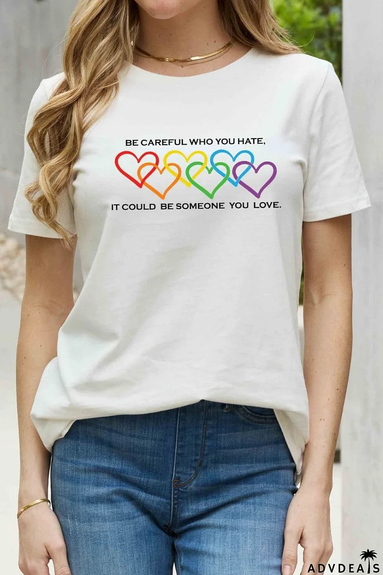 Simply Love Full Size Heart Slogan Graphic Cotton Tee