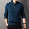 Men's Half Zip Solid Color Casual Sweater