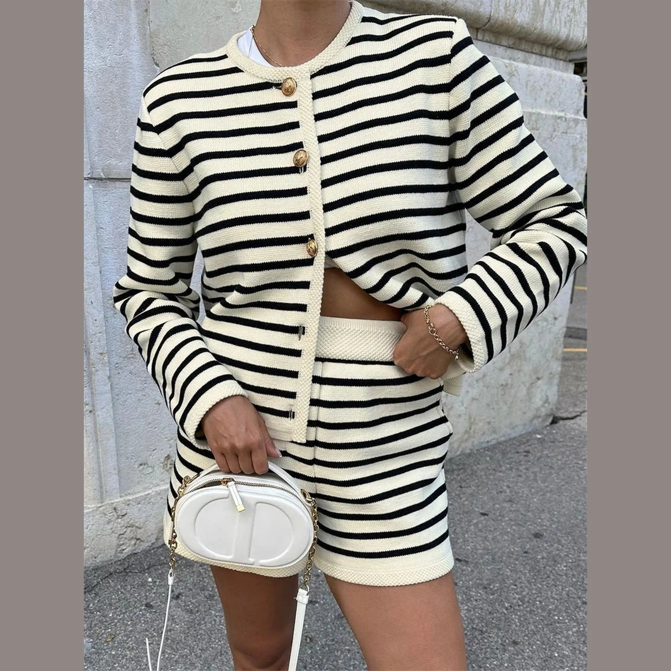 Women's Bella Ribbed Knit Co-Ord Set &ndash; Top and Flowy Shorts