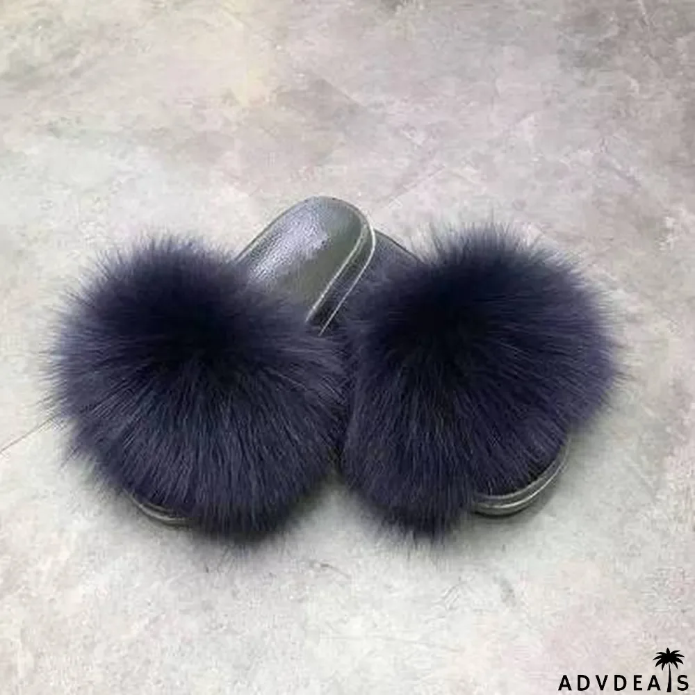 Furry Slippers Flat Half-drag Slippers