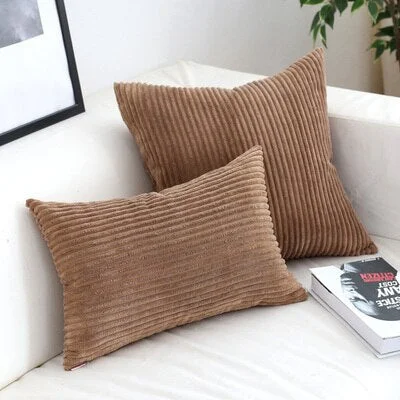 Soft Velvet Cushion Cover Solid Pillow Case Corduroy Flocking Stripe Yellow Gray PinHome Decorative Pillow Cover 45x45cm 30x50cm