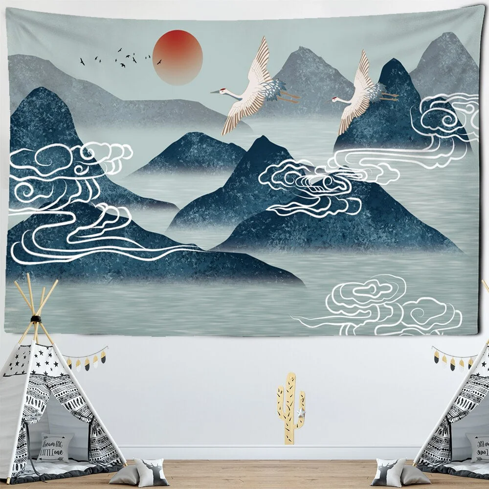 Natural Scenery Sun Forest Mountain Tapestry Wall Hanging Wall Hippie Wall Carpets Beauty Psychedelic Tapestry
