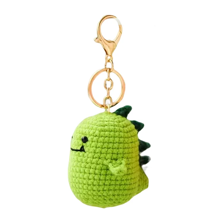 DIY Knitting Doll Creative Dinosaur Mini Animal Key Ring for Gift (Green) gbfke