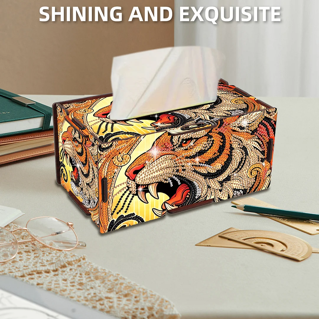 Wooden Diamond Painting Tissue Box for Home and Office Decoration (ZJH025)