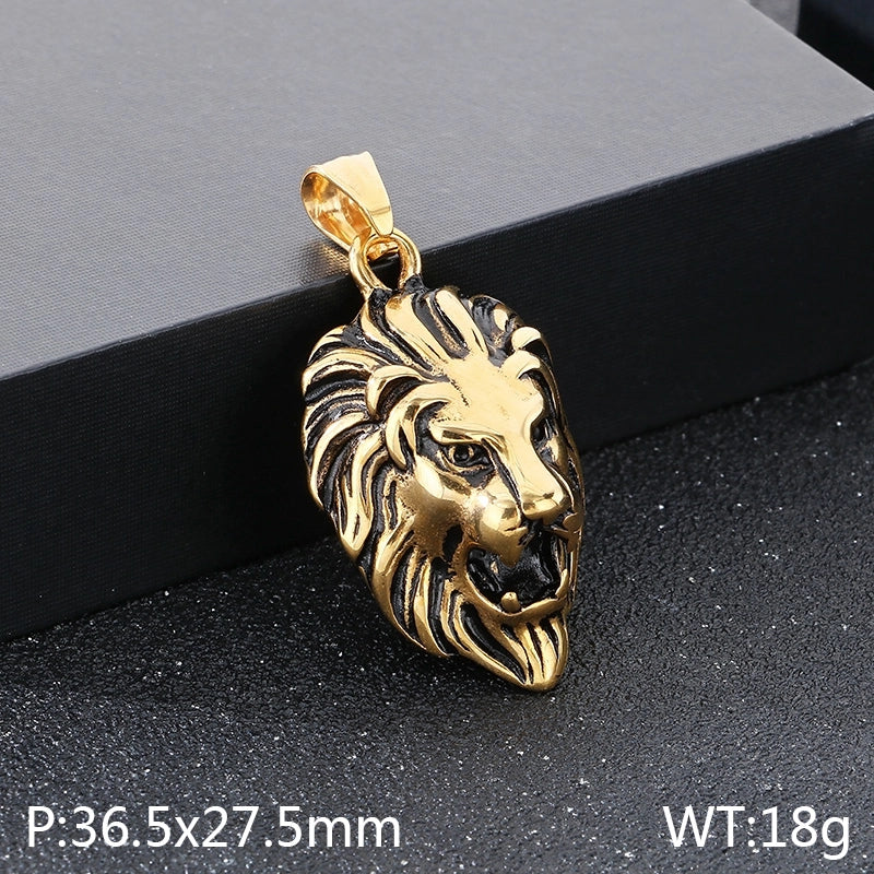 1 Piece 304 Stainless Steel 18K Gold Plated Lion’s Head Pendant