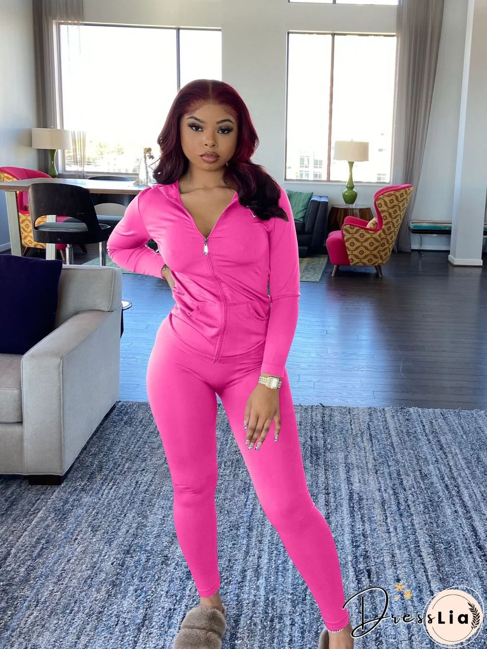 Zipper Hooded Sweatshirts Pants Joggers 2 Piece Suit