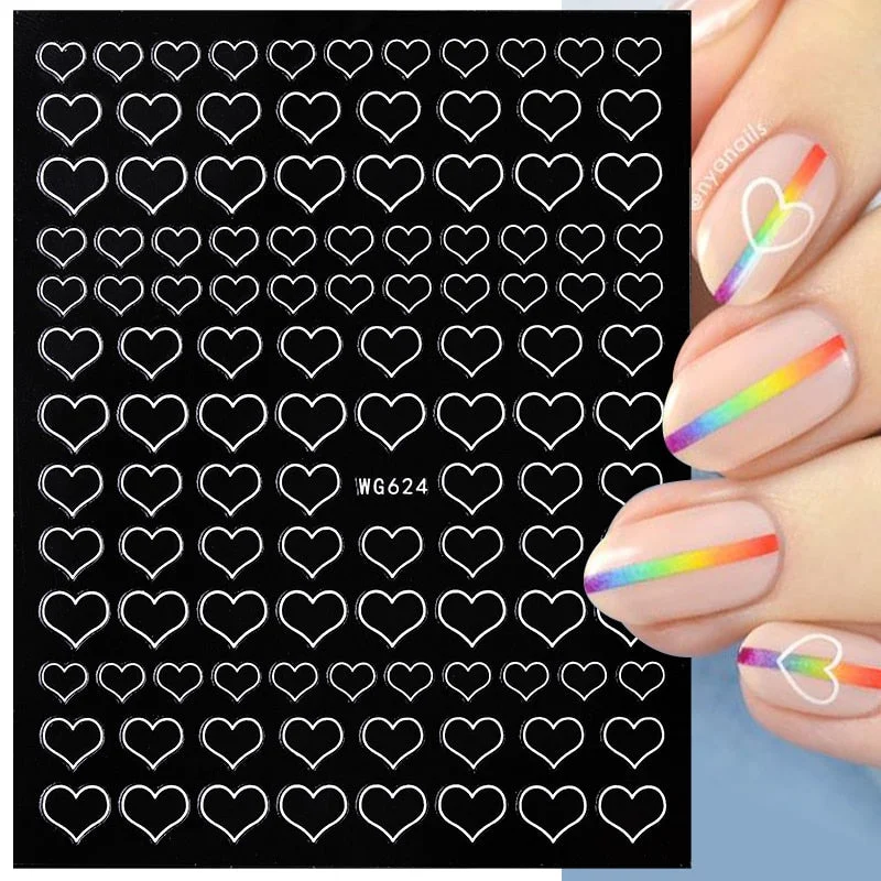 1PC 3D Nail Stickers Black Glitter Silver Star Self-Adhesive Slider Letters Nail Art Decorations Decals Manicure Accessories-Nail Inspo