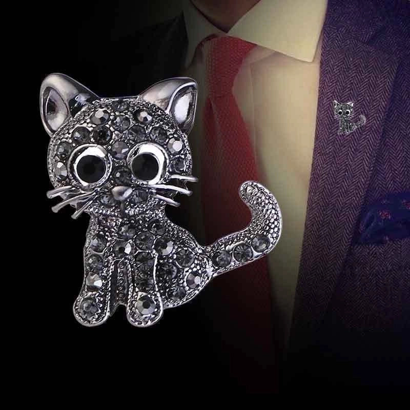Cute Pin Cat Alloy Plating Inlay Zircon Unisex Brooches
