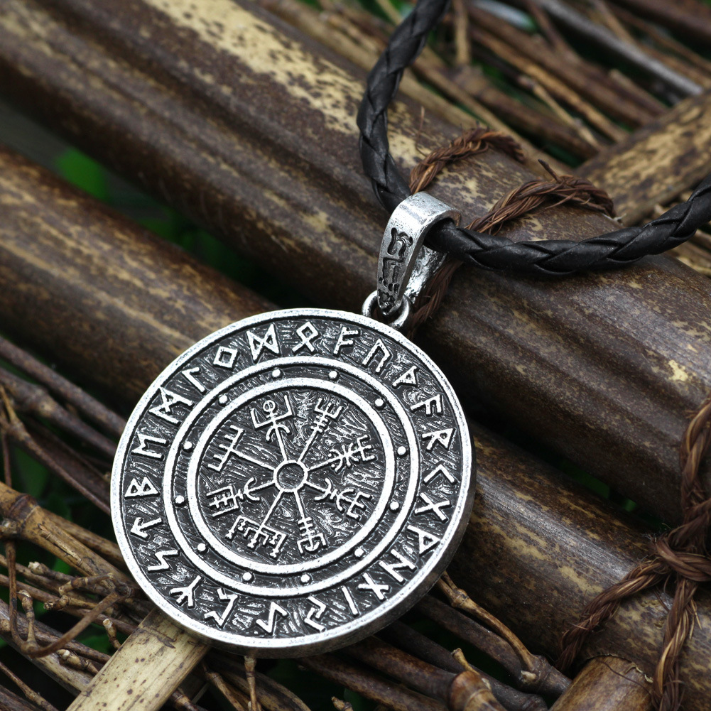 Nordic Viking Pirate Odin Symbol Compass Necklace