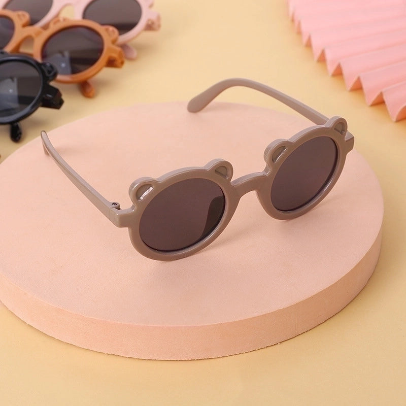 Vintage Style Bear Pc Round Frame Full Frame Kids Sunglasses
