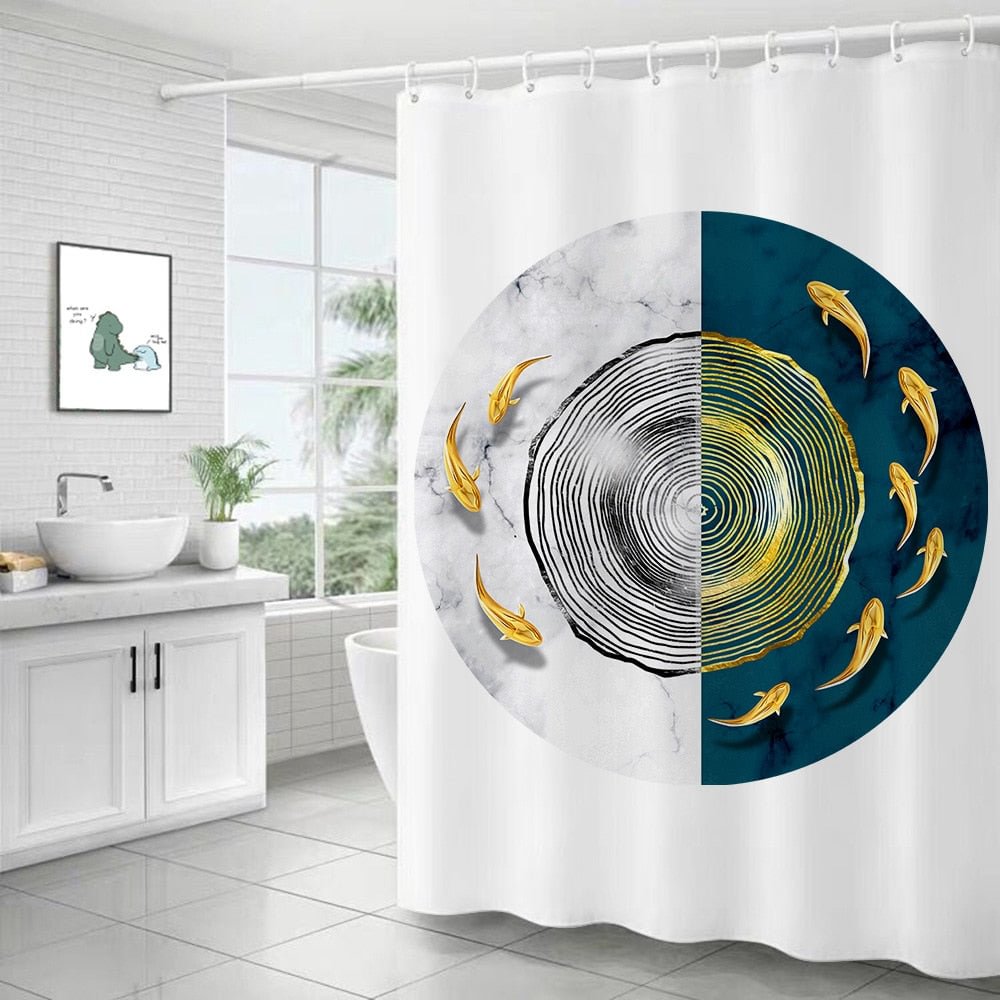Modern Art Marble Shower Curtain Bathroom Toilet Decoration Thickened Waterproof and Mildew Proof Shower Curtain Bath Decor