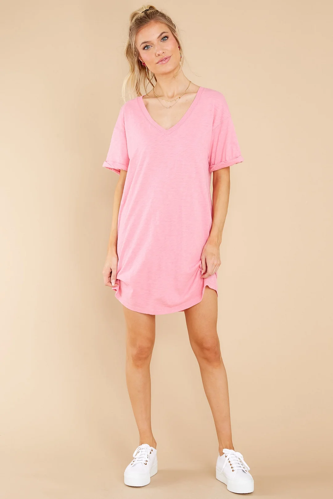 Flamingo V-Neck T-Shirt Mini Dress