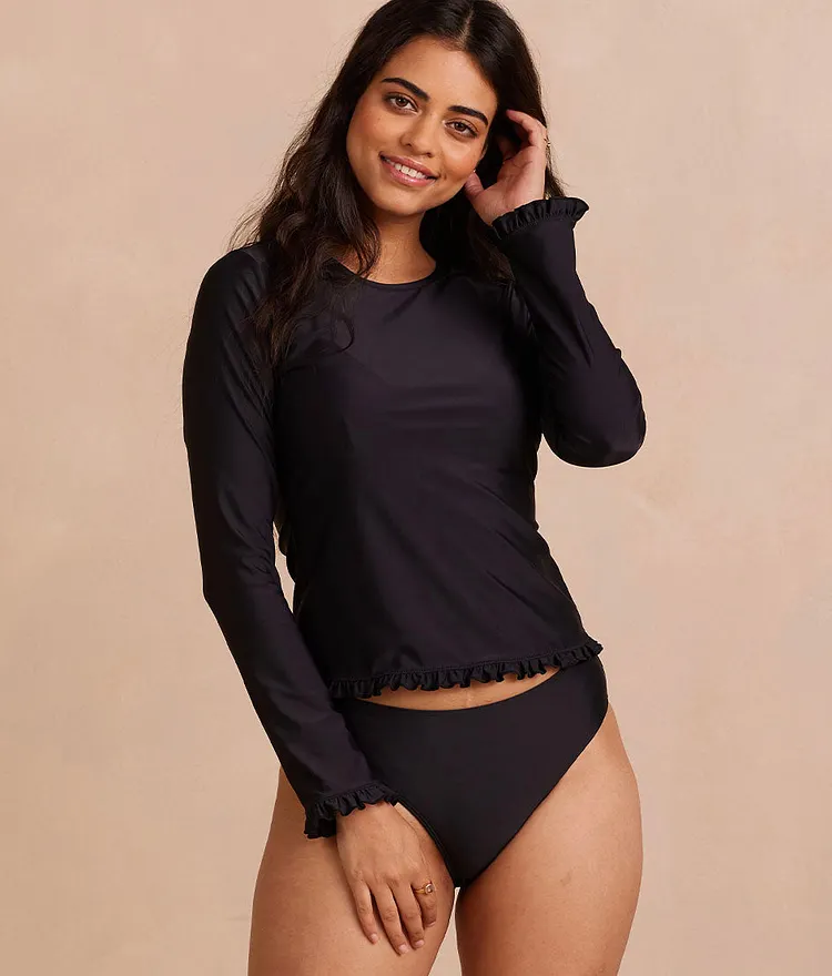 The Waterside Ruffle Rash Guard - Sea Urchin