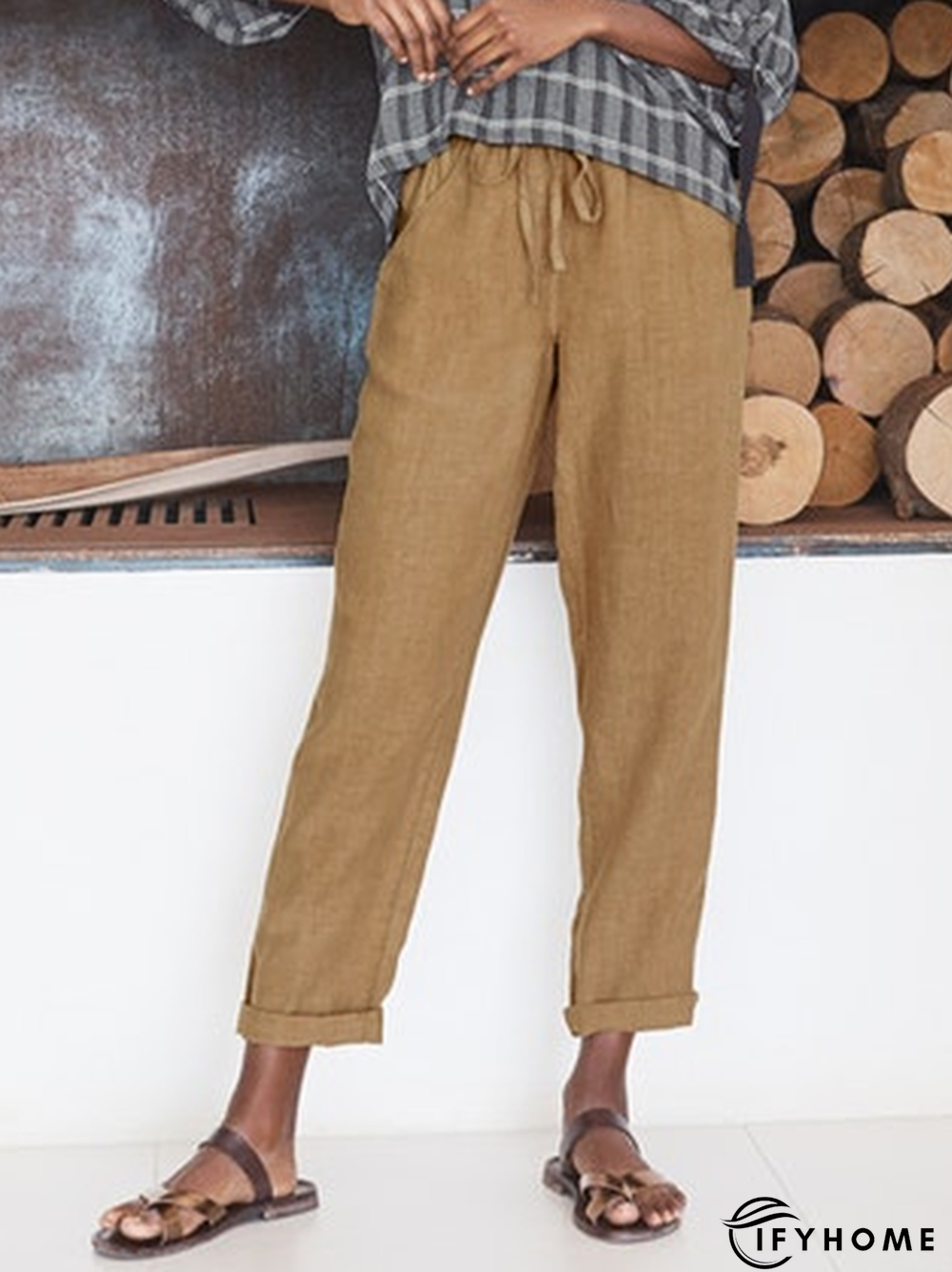 Solid Casual Loosen Cotton Blends Pants | IFYHOME