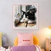 (US Only)Full Embroidery cotton Thread 11CT Printed Cat Cross Stitch Kit Art 40x40cm