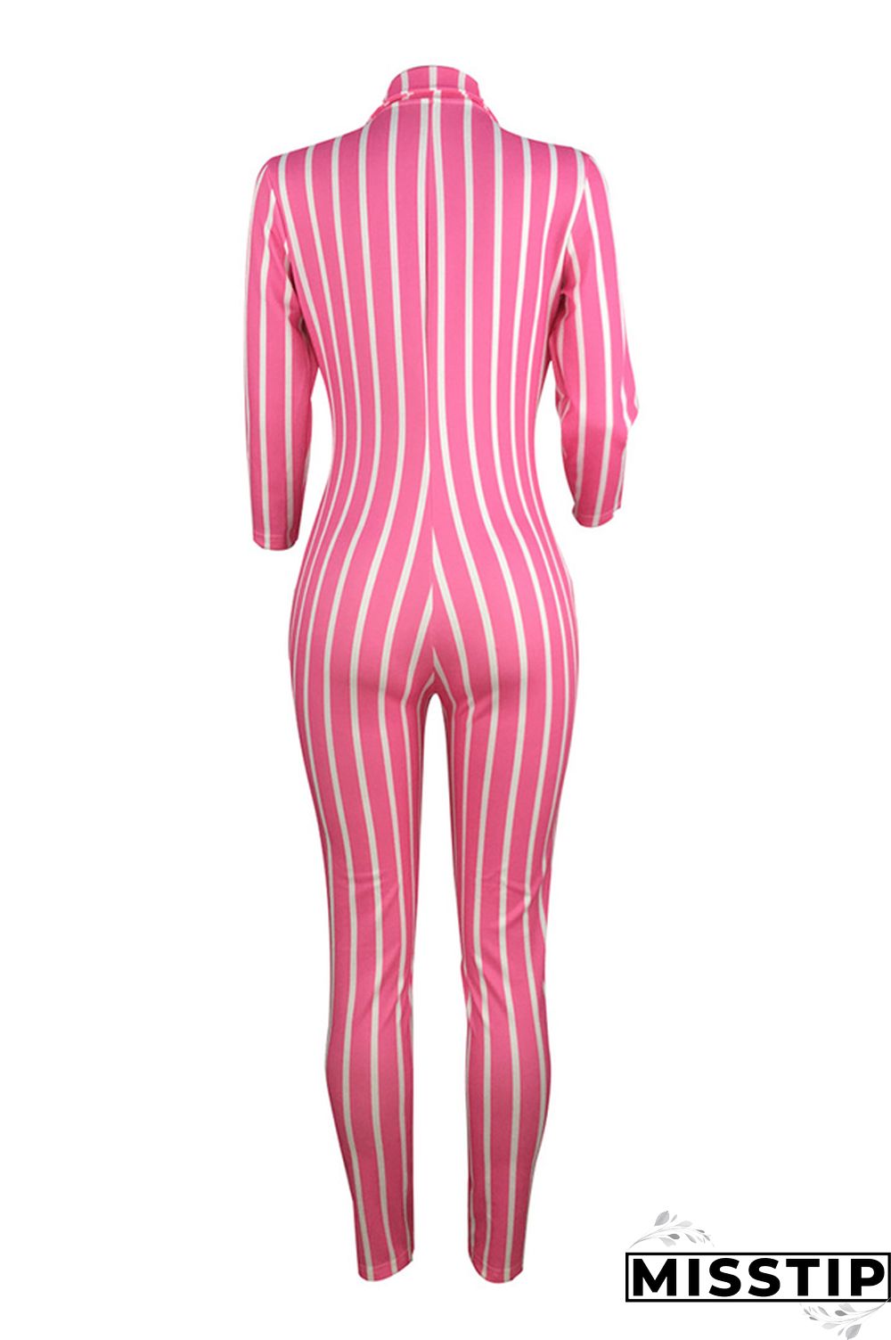 Orange Sexy Striped zipper Long Sleeve V Neck