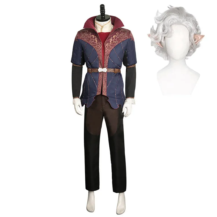 Game Baldur's Gate Astarion Medieval Black Medieval Set Outfits Cosplay Costume Halloween Carnival Suit